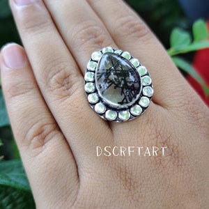 Black Rutile ring Quartz Gemstone Silver Ring | 925 Sterling Silver Oval Gemstone Ring | Handmade Ring, Women Silver Jewelry Gift For Women
