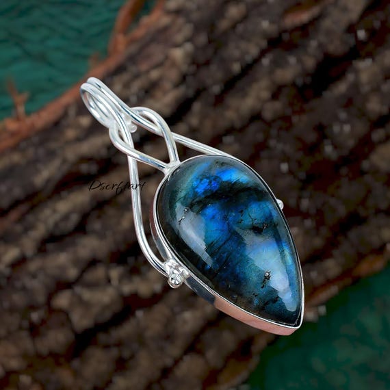 Labradorite Wire Wrap Teardrop Pendant Labradorite Wire Wrapped