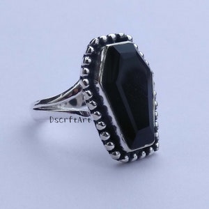 Black Onyx Ring, Coffin Ring, Bobo Ring, 925 Silver Ring, Gift For Her, Statement Ring, Dainty Ring, Women Ring, Handmade Ring, Promise Ring