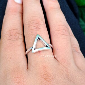 Silver Plain Triangle Ring 925 Sterling Silver Designer Plain Band Jewelry Open Triangle Ring, Gift For Boyfriend Valentine day Gift