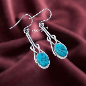 Handgemachte Türkis Sterling Silber Ohrringe, Boho Hippie Stil