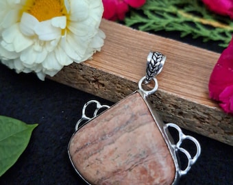 Boho Jaspis Hanger met 925 Sterling Zilveren Vergulde Edelsteen Sieraden