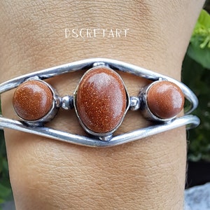 Sunstone women bracelet, adjustable cuff Bangles Sterling silver bangles, Precious Cuff Bangles, Handmade jewellery