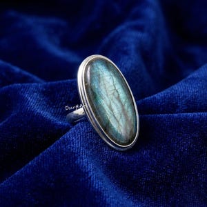 925 Sterling Silver  Labradorite Statement Ring, Gemstone Boho Ring Gift for Her