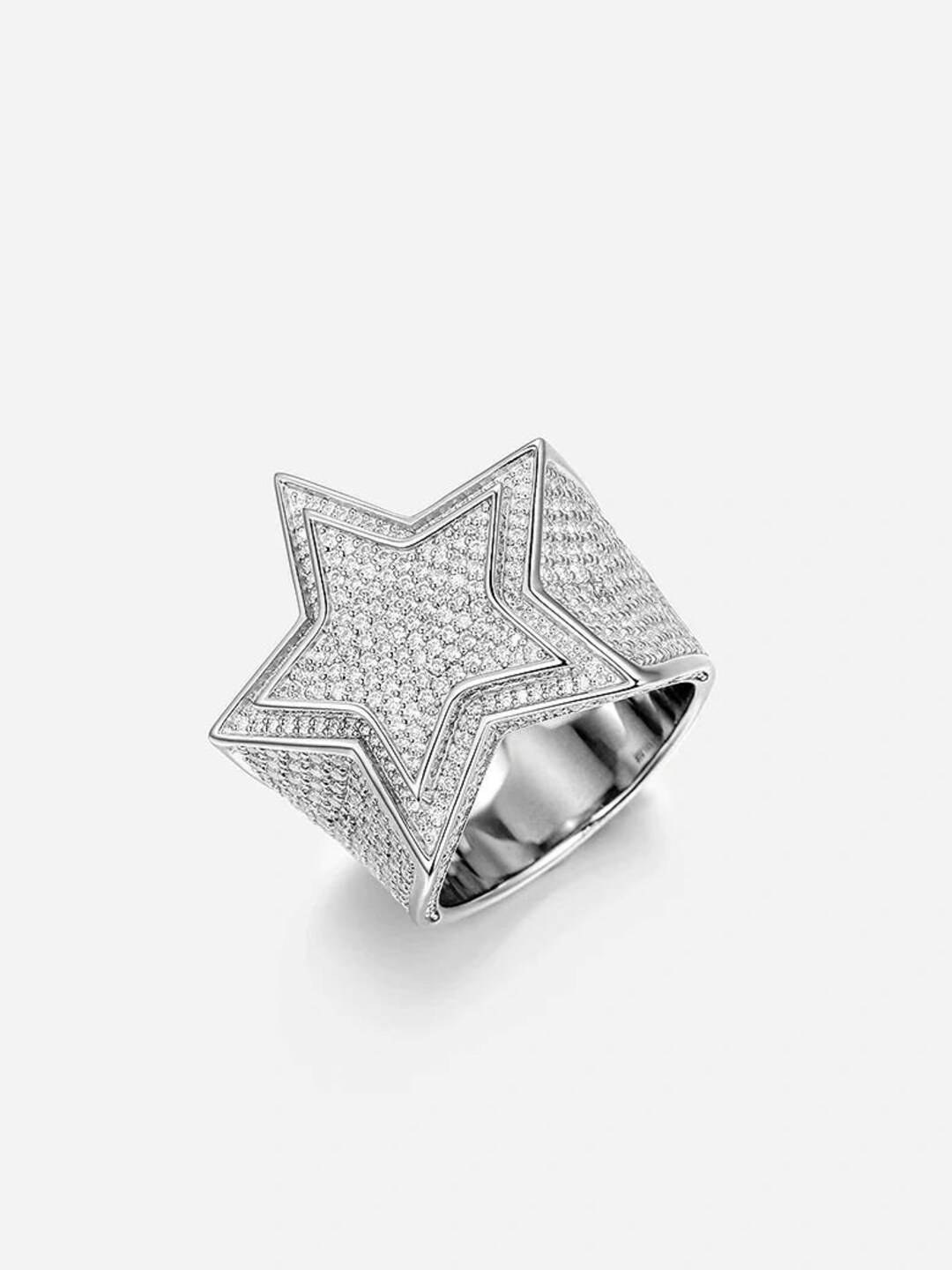 Moissanite Iced Star Ring Claw Scratch Iced Out Bust Down Ring Etsy