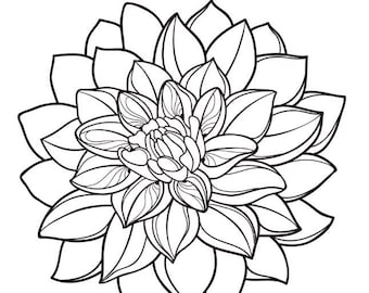 Descarga digital de flores de dalia, florol, flores, día de la madre, loto