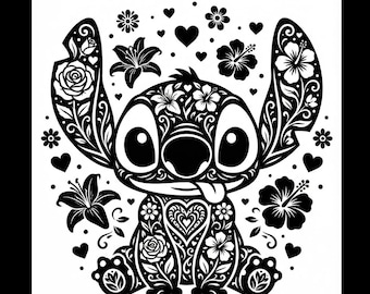 Mandala floral au point Svg, SVG personnalisé au point, fichiers de coupe pour Cricut et Silhouette, Svg, png, téléchargement immédiat, Lilo et Stitch SVG - png