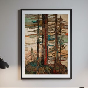 Tribal Trees in Abstract Form - Wall Decor, Unique Gift for Art Collectors