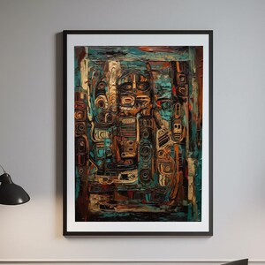 Abstract Wall Art - Indigenous-Inspired Fusion, Unique Home Decor