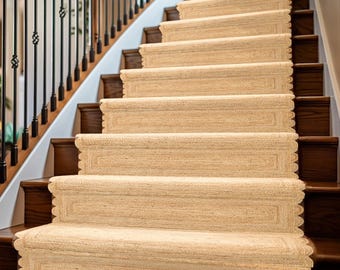 Runner Rug - Scalloped Runner Rug, Jute Runner Rug, Hallway Runner Rug, Runner Custom Rug, Custom Size Rug