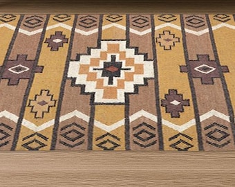 Kilim Rug | Bohemian Indian Jute Rug| Handmade | Wool and Jute Rug | Turkish Kilim Rug | Handwoven Wool Flat Weave Accent Rug for Entryway