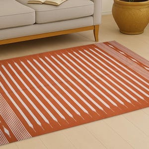 Handmade 8x10 Feet Cotton Area Rug - Bohemian Dhurrie Flatweave Kilim Floor Rug for Dining Room