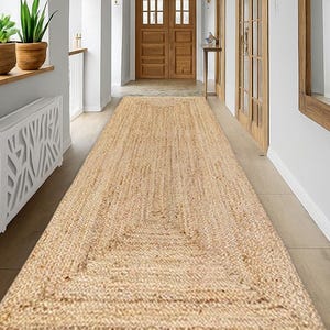 Jute Runner Natural, Jute Runner Rug Indian, Handwoven Jute Rug, Jute Rug Rectangular Custom Size Rug