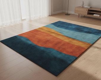 Geometrischer Teppich in Rosa, Handgetufteter Teppich für Wohnzimmer, Kinderzimmer und Kinderzimmer