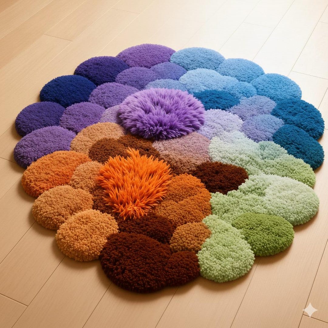 Hand Tufted Abstract Colorful Rug – Modern Sculptural Wool Area Rug ...