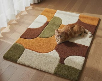 Handgetufteter Teppich, Geometrischer Teppich für Kinderzimmer, Wohnzimmer