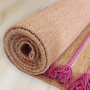 Organic cotton yoga mat, herbal yoga mat, handwoven meditation mat, anti slip fitness rug, natural pilates mat, chemical free yoga mat