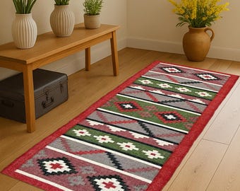 Ręcznie tkany kilim z wełny jutowej, dywanik z wełny jutowej, ręcznie tkany boho chodnik do przedpokoju, dekoracja z naturalnych włókien do salonu