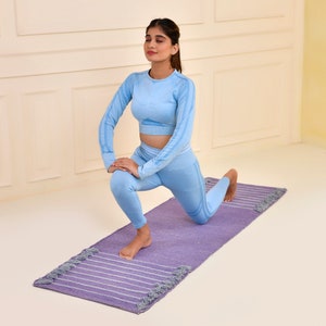 Organic Cotton Yoga Mat - Natural, Hand Weaved and Fair Trade - Yoga, Exercise, Workout, Fitness Rug - Absorbent,Soft & Washable