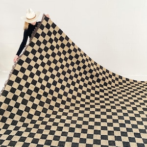 The Forsyth Checkerboard Rug - Off Black , woven home decor checkered black jute rug for bedroom aesthetic, living room, entryway