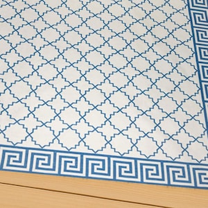 Handmade Cotton Flat Weave Rug Blue and White  – Modern Kilim Woven Carpet for Living Room Bedroom