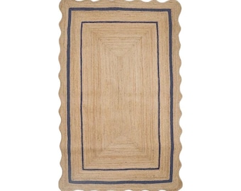 Natural Jute Rug, Handwoven Rectangle Jute Area Rug, Custom Size Boho Decor Carpet ,4x7 ,5x7, 8x11, 9x12 Rug