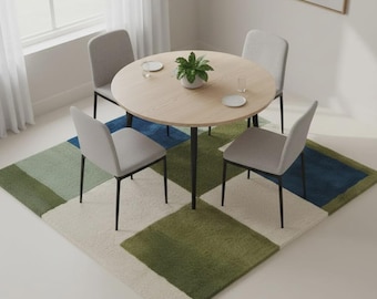 Moderner handgetufteter Teppich, mehrfarbiger geometrischer Teppich für Wohnzimmer, Esszimmer und Kinderzimmer