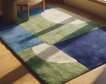 Mid Century Modern Abstrakter Retro Teppich - Modernes Geometrisches Design