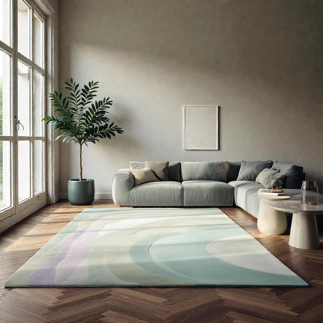 Pastel Abstract Rug – Soft Modern Area Rug, Minimalist Gradient Carpet ...
