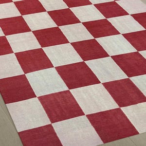 Checkered Jute Rug, Custom Size Runner Rug, Hallway Runner, Boho Jute Rug, Handmade red and Natural Hemp Jute Rungs Extra Large Jute Rugs