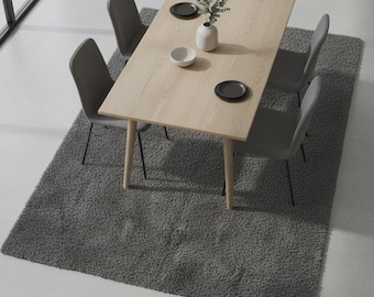 Handgetufteter olivgrüner Wollteppich - Minimalistisches Wohndekor
