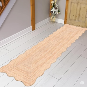 Runner Rug - Scalloped Runner Rug, Jute Runner Rug, Bohemian Scallop Rug, Jute Scallop Rug Sisal Runner Custom Rug