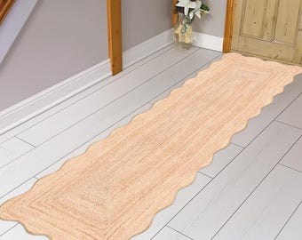 Runner Rug - Scalloped Runner Rug, Jute Runner Rug, Bohemian Scallop Rug, Jute Scallop Rug Sisal Runner Custom Rug