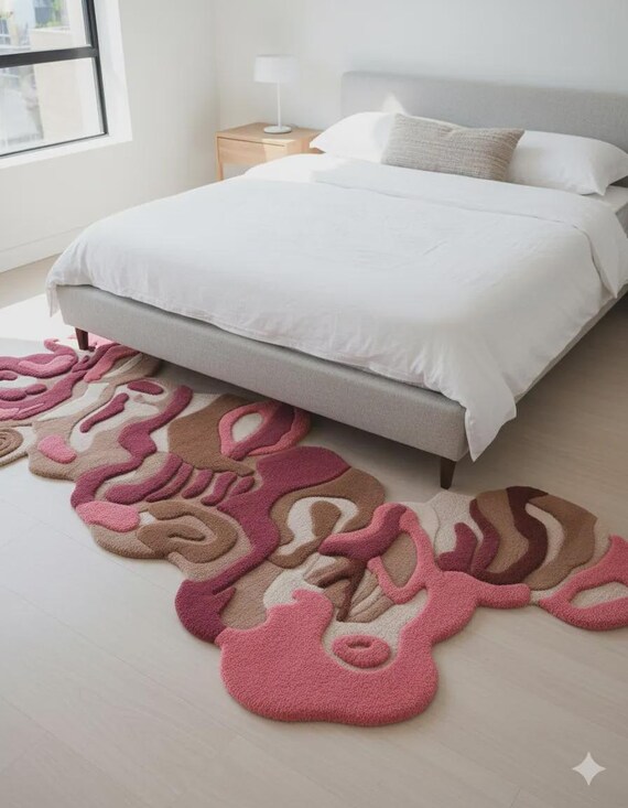 Wool Rug – Abstract Irregular Shape Hand Tufted Area Rug, Modern Artistic Decor| Abstract Irregular Shape Wool Rug
