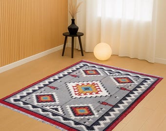 Handmade Kilim Rug, Wool Jute Rug, Antique Kilim Carpet, Living Room Rug, Dining Room Rug, Bedroom Rug, 4x6 5x8 6x9 8x10 9x12