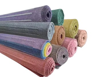 Eco-Friendly Cotton Yoga Mat - Non-Slip, Lightweight, Washable, 2x6 FT Handmade Yoga Rug, Ideal Gift for Yogis & Meditation Lovers