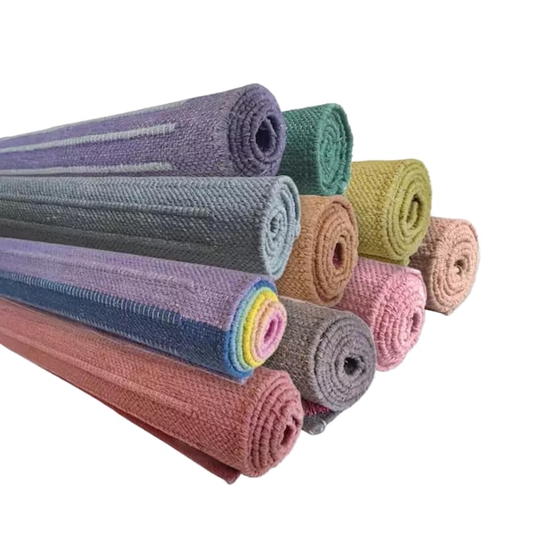 Esterilla de yoga de algodón ecológica: antideslizante, ligera, lavable, hecha a mano, de 0,6 x 1,8 m, ideal para yoguis y amantes de la meditación.