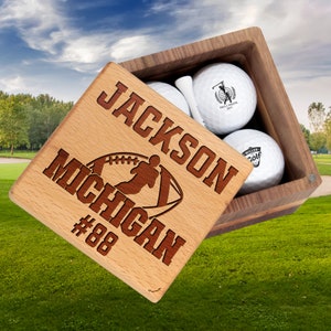 Golf Gift for Michigan Sports Fans. Personalized Golf Balls & Display Box for Wolverine Team Player Coach Family on Birthday Xmas Graduation