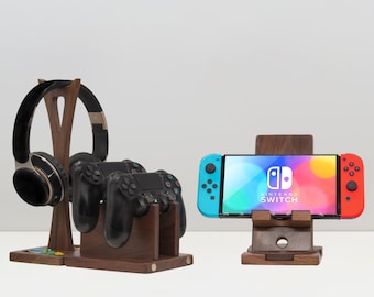 Unique Game Gift for Teenage Boy, Gamers, Game Lover - Handmade Controller Organizer with Headphone Holder, Phone Stand & Controller Stand