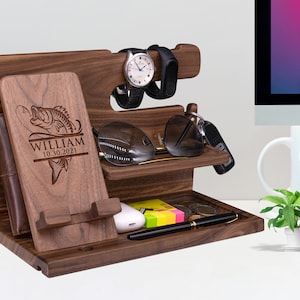 Regalo para la pesca de pescadores: soporte único para teléfono, soporte para billetera, organizador de relojes, soporte para llaves, idea de regalo personalizada en el día del padre de cumpleaños