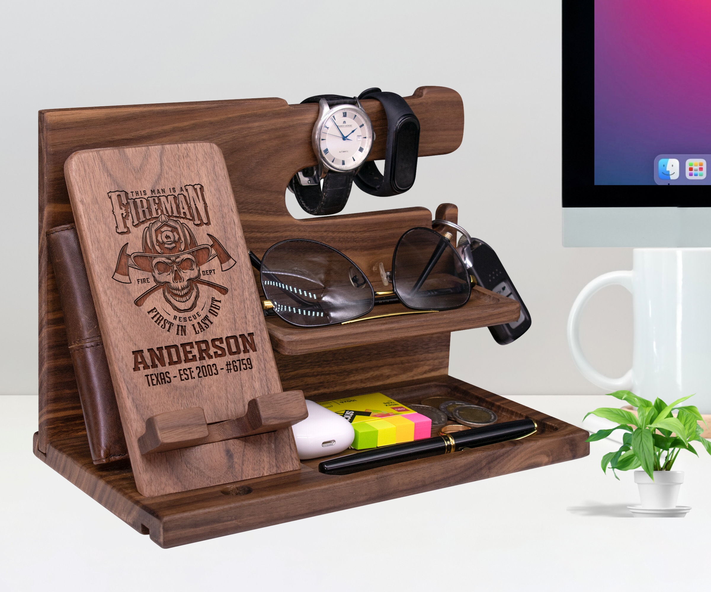 Gift for Firefighter - Unique Docking Station, Wallet Stand, Watch ...