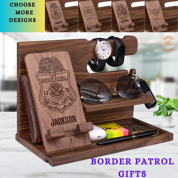 Border Patrol Gifts for US Border Patrol on Border Patrol Day. Personalized CBP Border Patrol Gift for CBP. Custom Cbp Charging Station