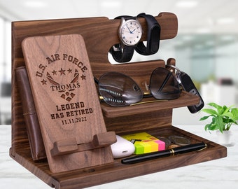 Personalized Military Air Force Veterans Day Gifts, US Air Force Legend Has Retired. Unique Docking Station for Soldiers on Appreciation