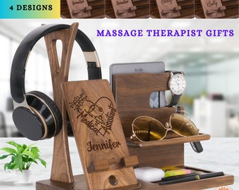 Massage Therapist Docking Station, Personalized LMT Gifts, Massage Therapist Graduation Gift for Him Her, Masseuse Gift for Massage Spa Boss