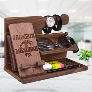 Personalized Wolverine Football Gift for Men Student - Unique Desk Organizer for Michigan Fan Team Coach Lover on Birthday Graduation Xmas