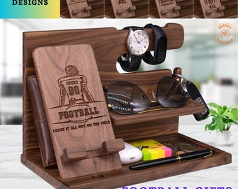 Sentimental Gifts for Football Fathers Day, Football Coach Gift for Daddy from Daughter, Custom Football Phone Stand For Father and Son
