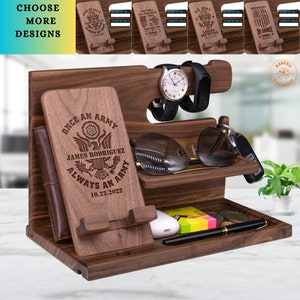 Gift for US Army Military, Once an Army always an Army, Personalized Docking Station for Soldiers on Memorial Day, Veteran Appreciation
