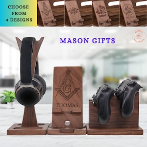 Mason Gamer Gifts for Teenage Boy, Personalized Freemason Controller Stand, Gamer Best Friend Gift for Masonic, Freemasonry Gifts for Men