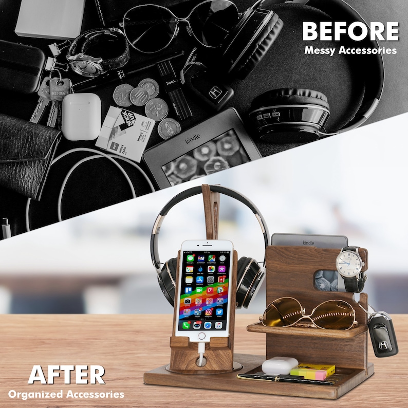 Personalized Football Player Gift, My Heart is on the Line - Unique Headphone Organizer for American Football Fans, Graduation, Birthday