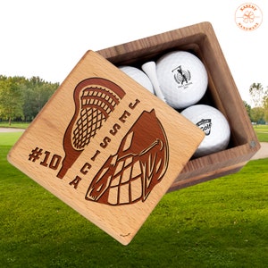 Golf Gift Personalized Lacrosse Lover Lacrosse Fan Gift for Co-worker, Boss on Lacrosse Day, Golf Set with Golf Balls and Golf Wooden Box image 1
